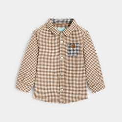 قميص توبيك ذو مربعات باللون البني للأطفال الصغار